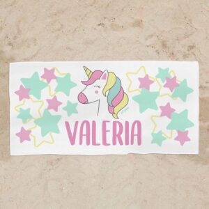 Toalla de baño unicornio personalizada