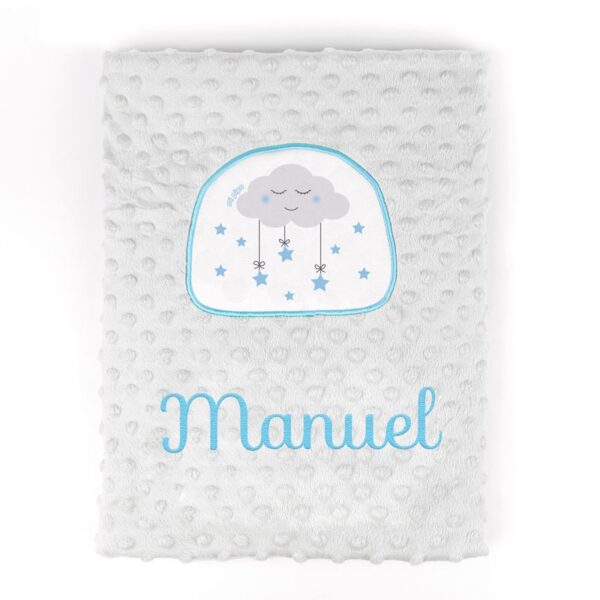 Manta aplique nube azul personalizada