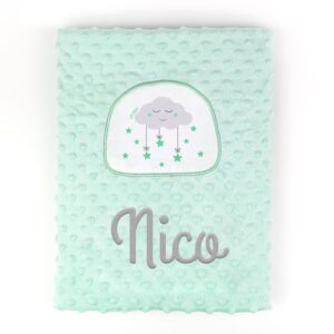 Manta aplique nube menta personalizada