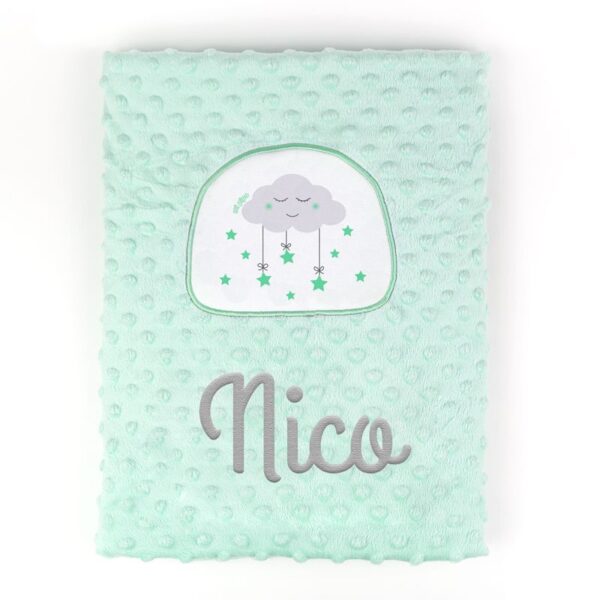 Manta aplique nube menta personalizada