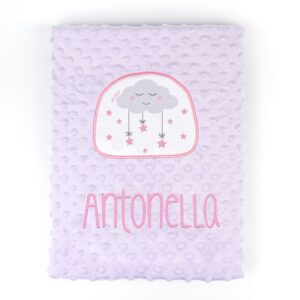 Manta aplique nube rosa personalizada