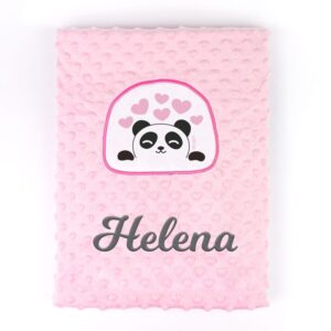 Manta aplique panda rosa personalizada