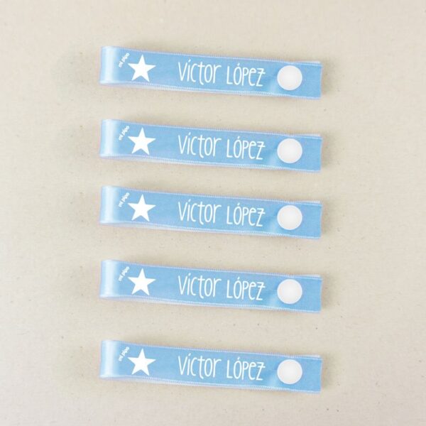 Pack 5 cintas para colgar ropa personalizadas estrella azul