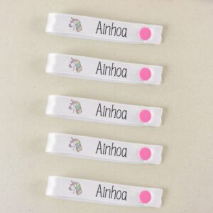 Pack 5 cintas para colgar ropa personalizadas unicornio