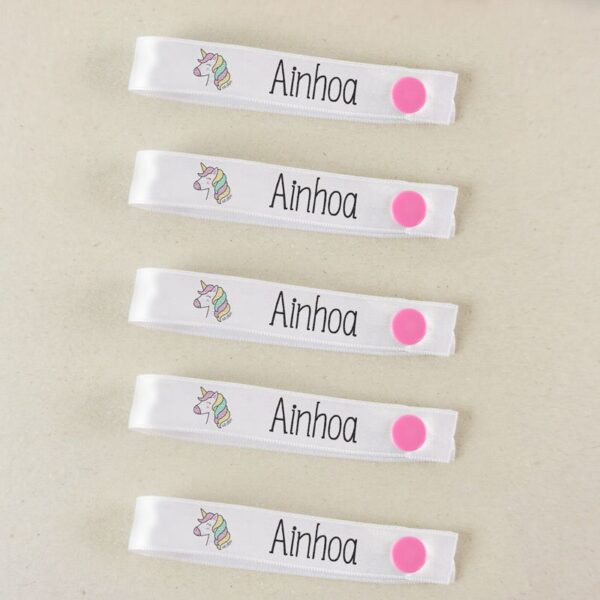 Pack 5 cintas para colgar ropa personalizadas unicornio