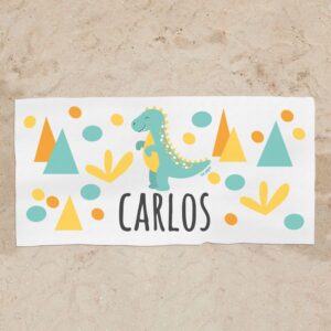 Toalla de baño dinosaurio personalizada
