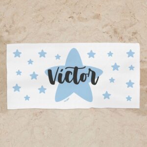 Toalla de baño estrella azul personalizada