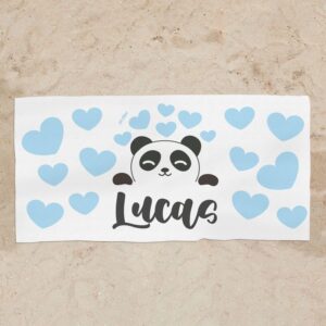 Toalla de baño panda azul personalizada