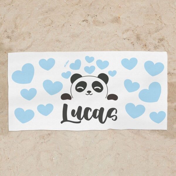 Toalla de baño panda azul personalizada