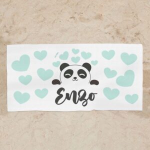Toalla de baño panda mint personalizada