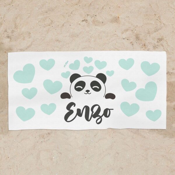Toalla de baño panda mint personalizada