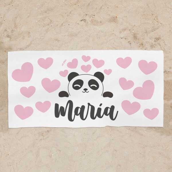Toalla de baño panda rosa personalizada