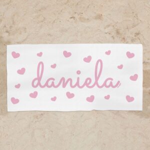 Toalla de baño rosa personalizada dibujo a alegir