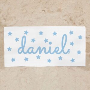 Toalla de baño azul personalizada dibujo a alegir