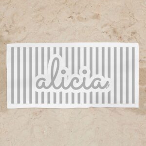 Toalla de baño rayas gris personalizada