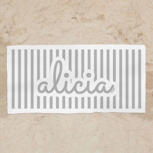 Toalla de baño rayas gris personalizada