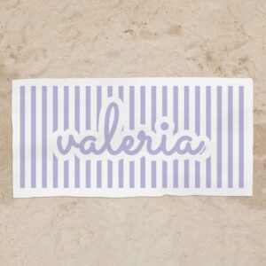 Toalla de baño rayas lila personalizada