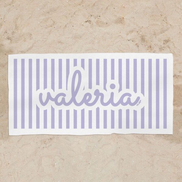Toalla de baño rayas lila personalizada