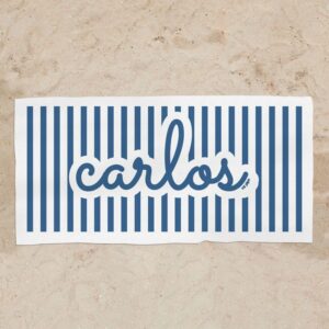 Toalla de baño rayas marino personalizada