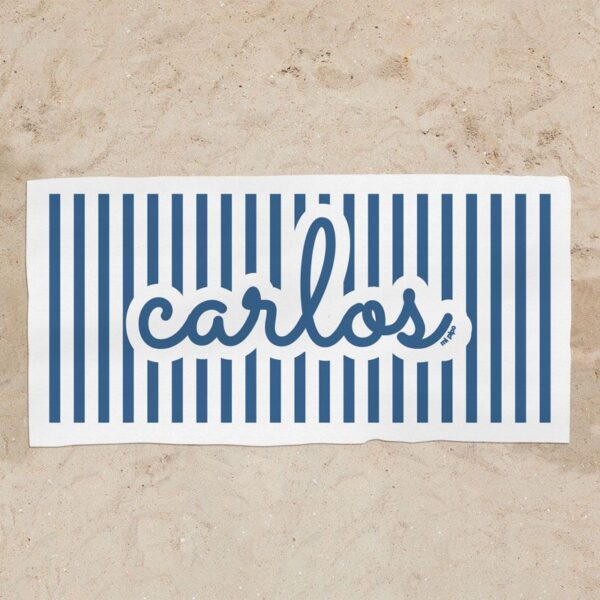 Toalla de baño rayas marino personalizada
