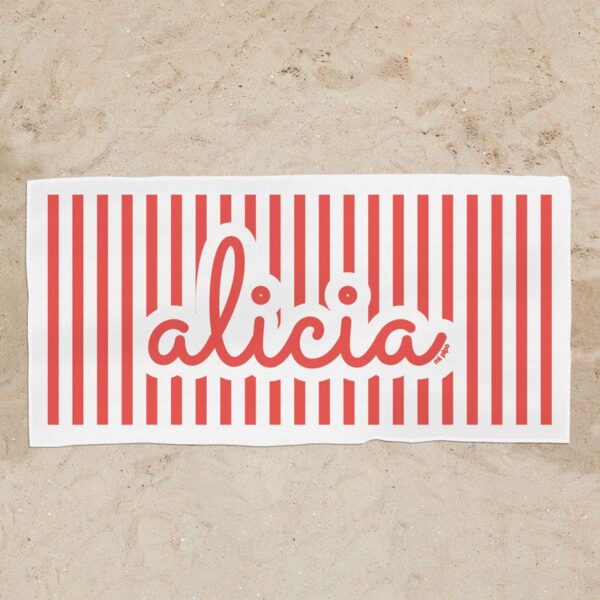 Toalla de baño rayas roja personalizada