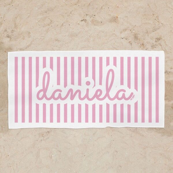 Toalla de baño rayas rosa personalizada
