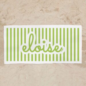 Toalla de baño rayas verde personalizada