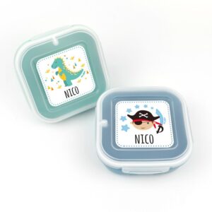 Pack 2 fiambreras herméticas personalizadas dino y pirata