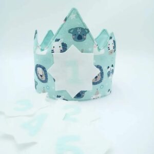 Corona de cumpleaños animales de la selva mint