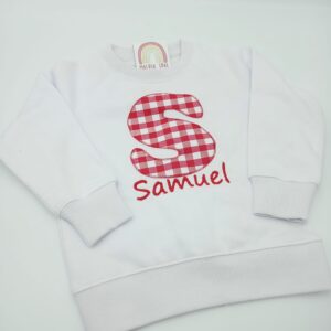 Sudadera blanca vichy rojo
