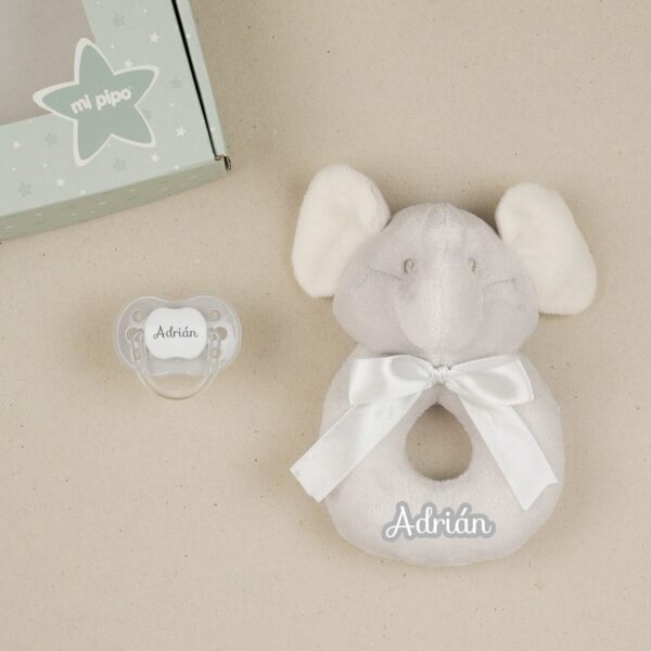 Cajita sonajero Elefante gris personalizado - Imagen 2