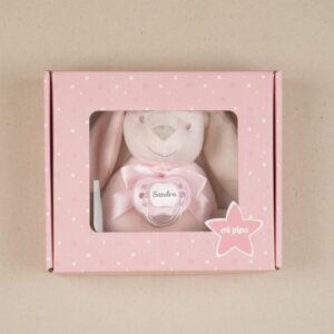 Cajita sonajero Conejito Rosa personalizado