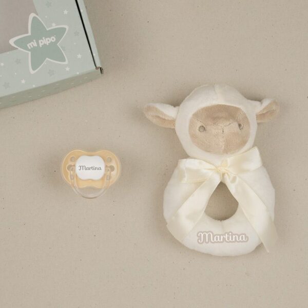 Cajita sonajero Ovejita Beige personalizado - Imagen 2