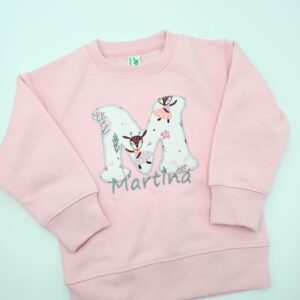 Sudadera personalizada inicial Cervatilla rosa