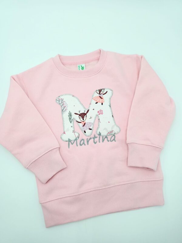 Sudadera personalizada inicial Cervatilla rosa