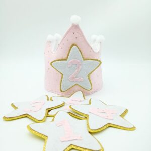 Corona de cumpleaños topitos rosa