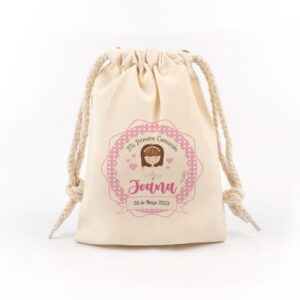 Bolsita Comunión Rosa personalizada