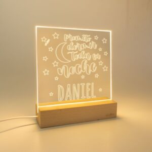 Lamparita cuadrada prometo dormir toda la noche personalizada