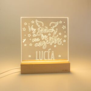 Lamparita cuadrada voy a soñar con los angelitos personalizada