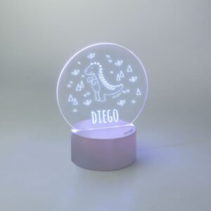 Lamparita redonda dinosaurio personalizada