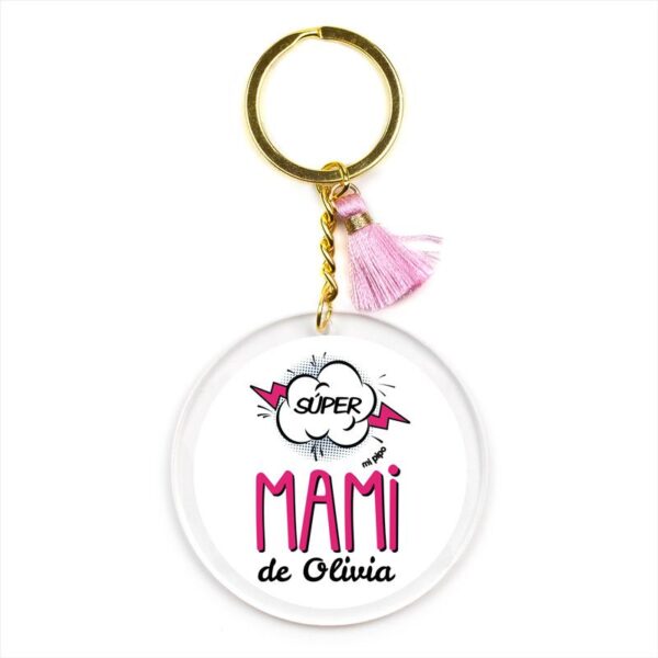 Llavero metacrilato súper mami personalizado