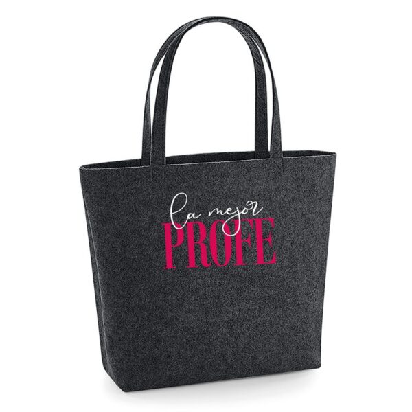 Bolso Shopper fieltro antracita personalizado bordado