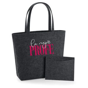 Bolso Shopper fieltro antracita personalizado bordado