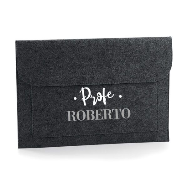 Bolso Shopper fieltro antracita personalizado bordado