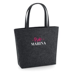 Bolso Shopper fieltro antracita personalizado bordado
