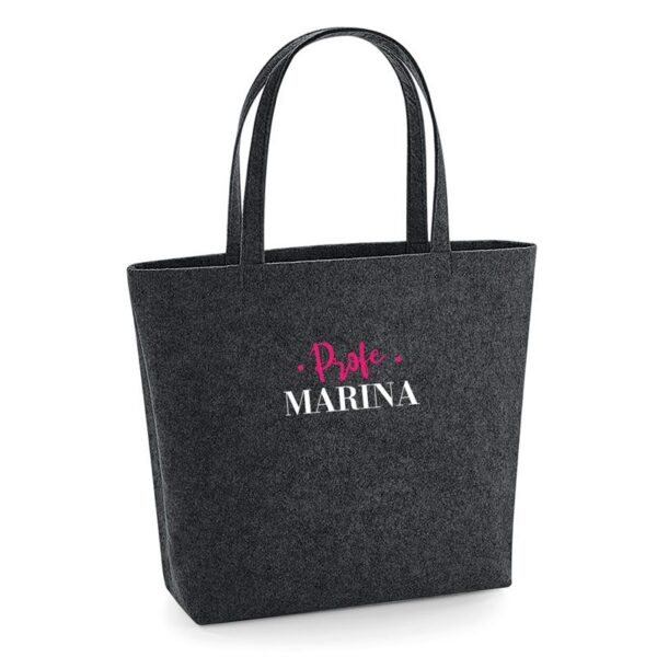 Bolso Shopper fieltro antracita personalizado bordado