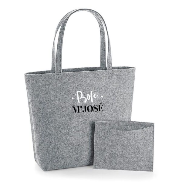 Bolso Shopper fieltro gris personalizado bordado