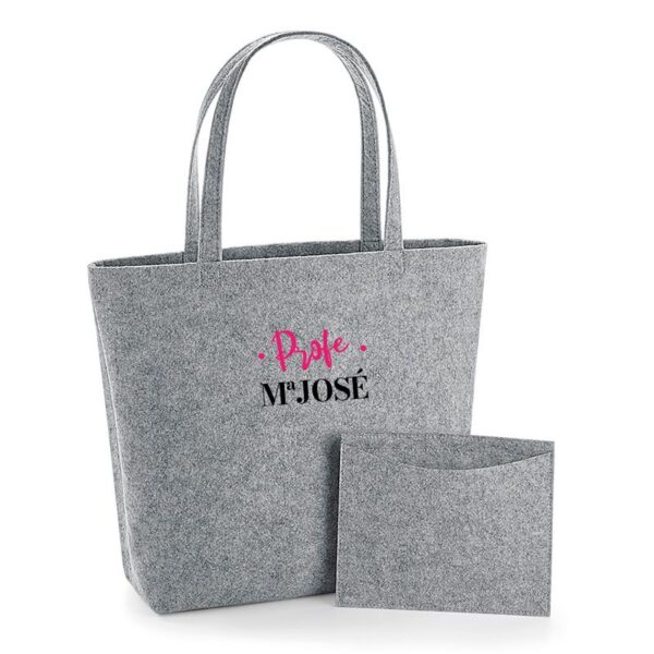 Bolso Shopper fieltro gris personalizado bordado