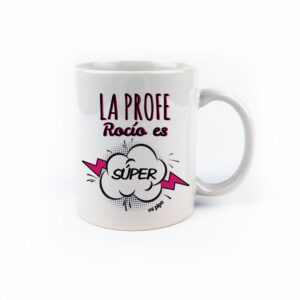 Taza cerámica la profe es súper personalizada