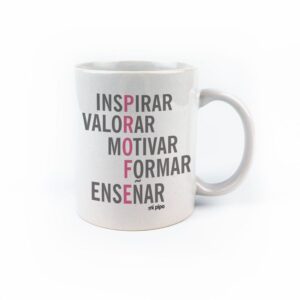 Taza cerámica profe adjetivos rosa